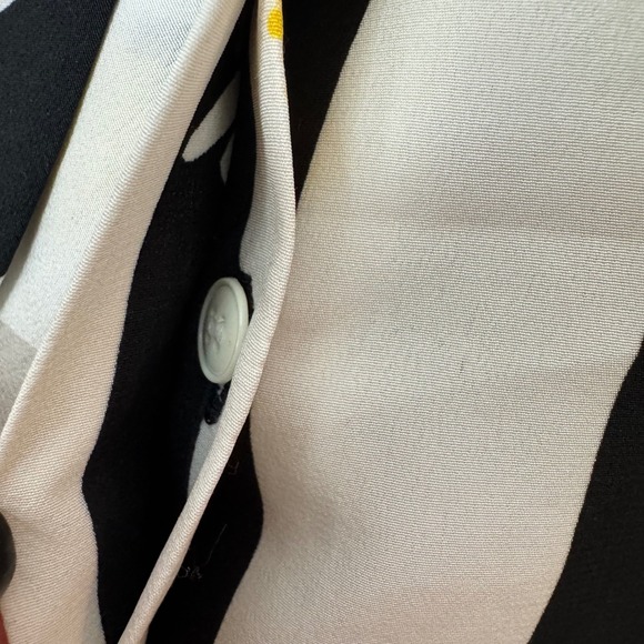 Vintage 80's Sasoon Small Black White Yellow Stripe Sleeveless Top Bow Tie - Picture 10 of 10